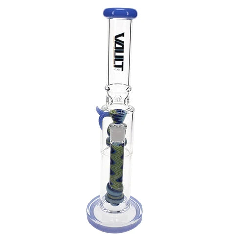 Vault Glass 2 Worked Perc Wig Wag Water Pipe - 16"