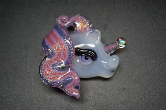 ACE Glass White Unicorn Flatback Pendant