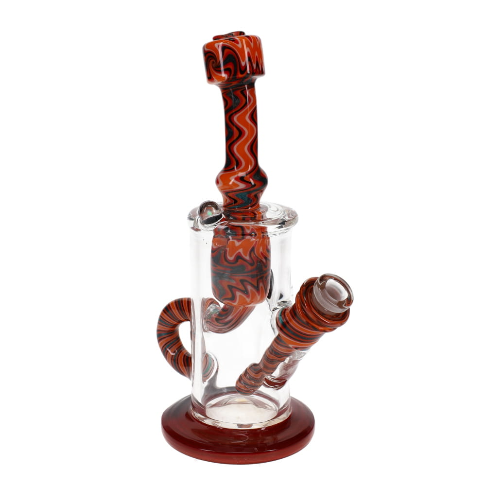 Augy Glass Orange Red Black Linework Incycler