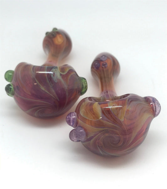 Brickyard Glass Amber Purple 3 Dot Pipe