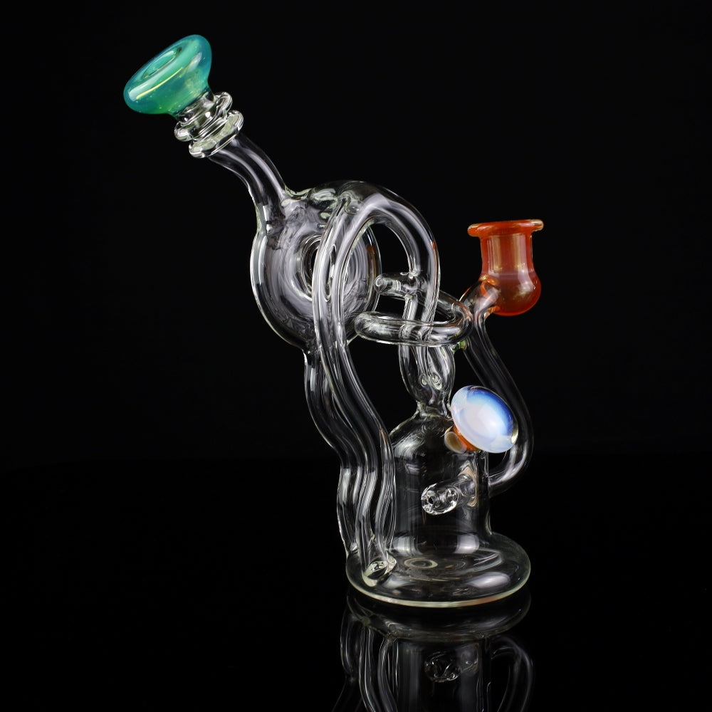 Cambria Clear w/ Color Accents  Swirl Curl Recycler Rig