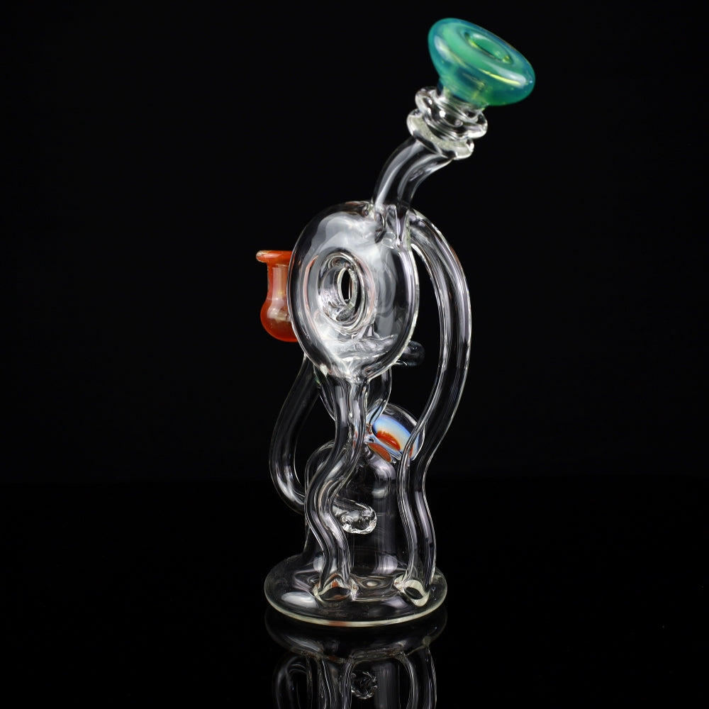 Cambria Clear w/ Color Accents  Swirl Curl Recycler Rig