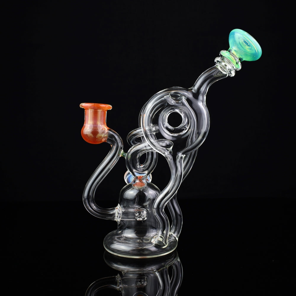 Cambria Clear w/ Color Accents  Swirl Curl Recycler Rig