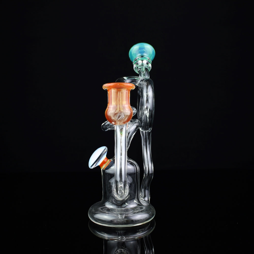 Cambria Clear w/ Color Accents  Swirl Curl Recycler Rig