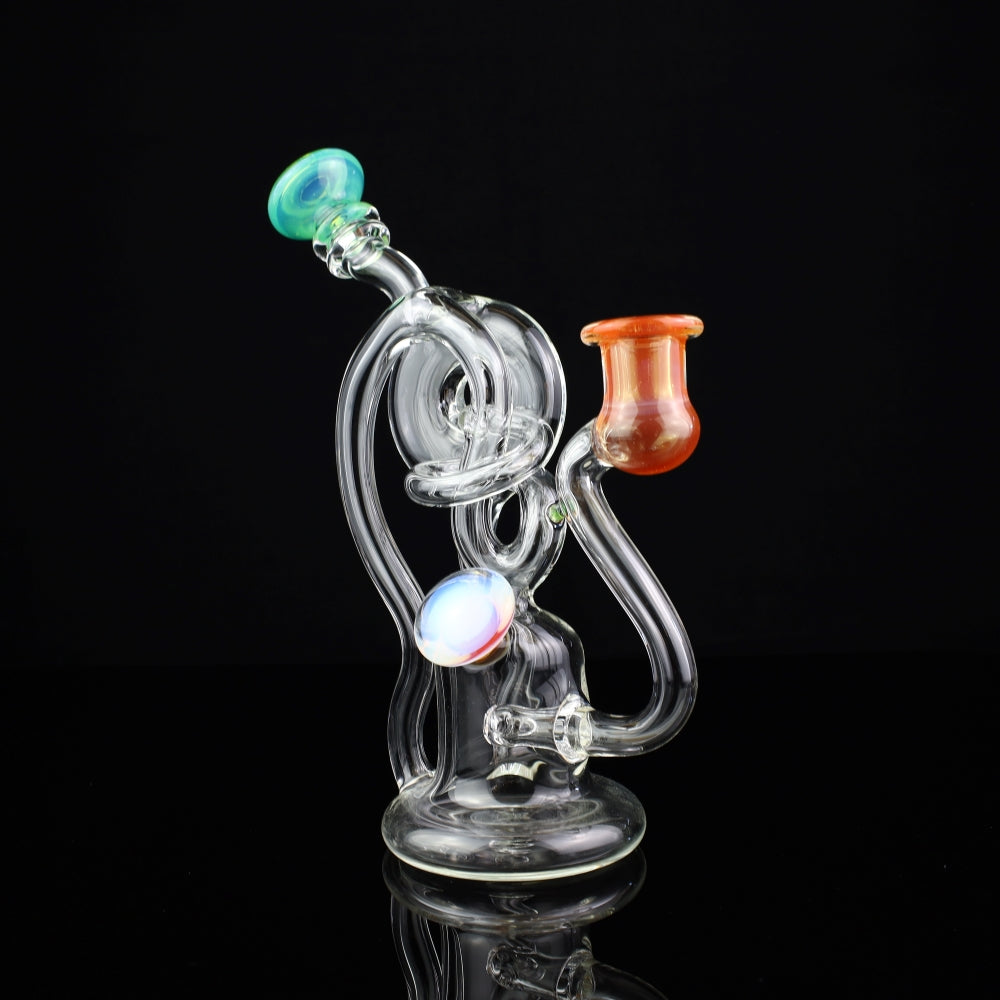 Cambria Clear w/ Color Accents  Swirl Curl Recycler Rig