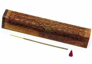 Carved Wood Box Incense Burner