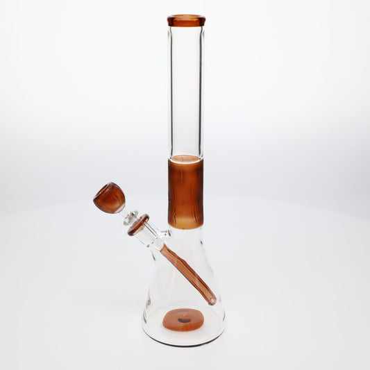 Chad G Glass Sandblasted Wood Grain Trim Beaker Water Pipe