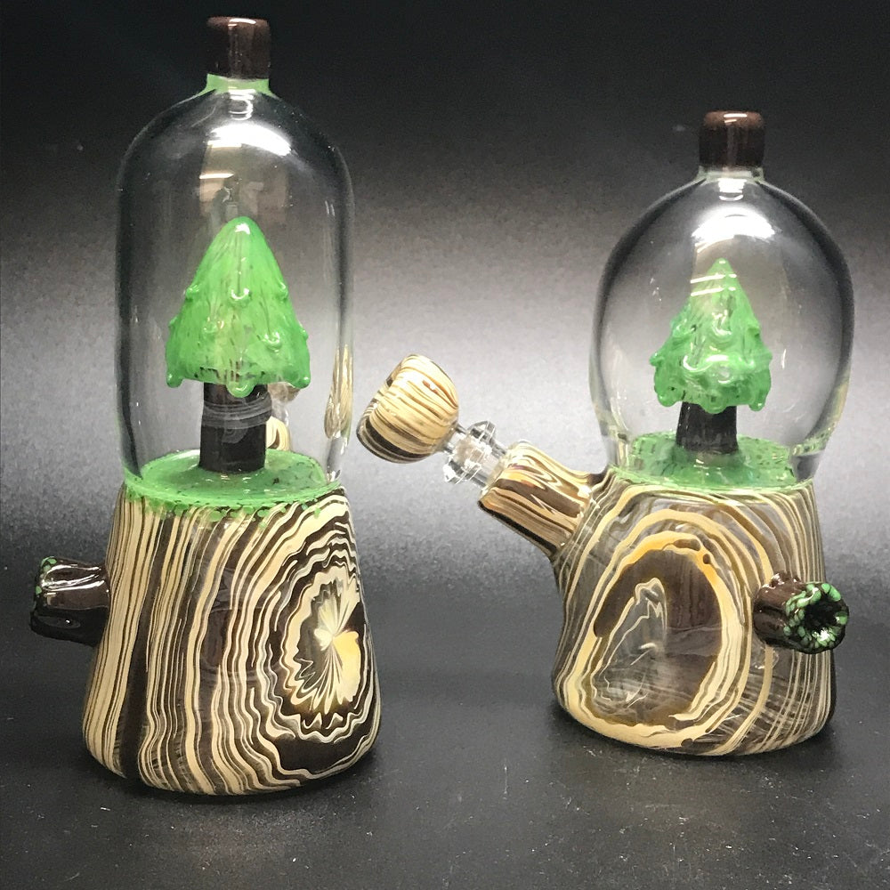 Chad G Glass Wood Grain Tree Dome Water Pipe