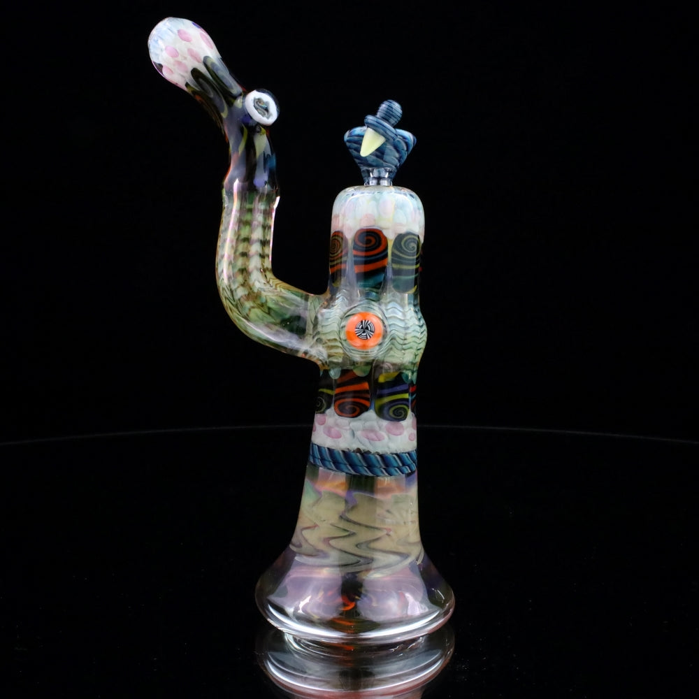 Chunk Glass Blue Thumbprint Bubbler