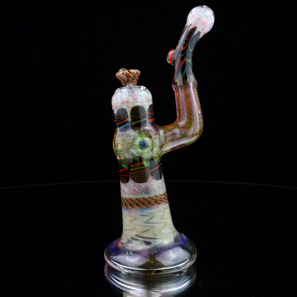 Chunk Glass Brown & Green Thumbprint Bubbler