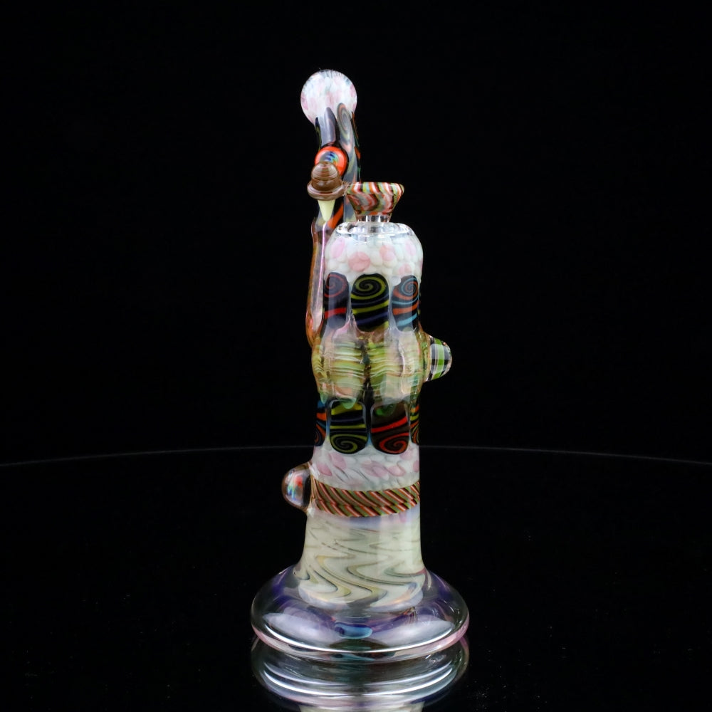 Chunk Glass Brown & Green Thumbprint Bubbler