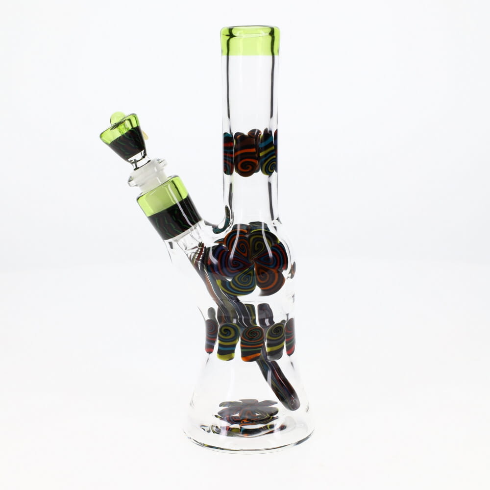 Chunk Glass Clear Thumbprint Green Tube