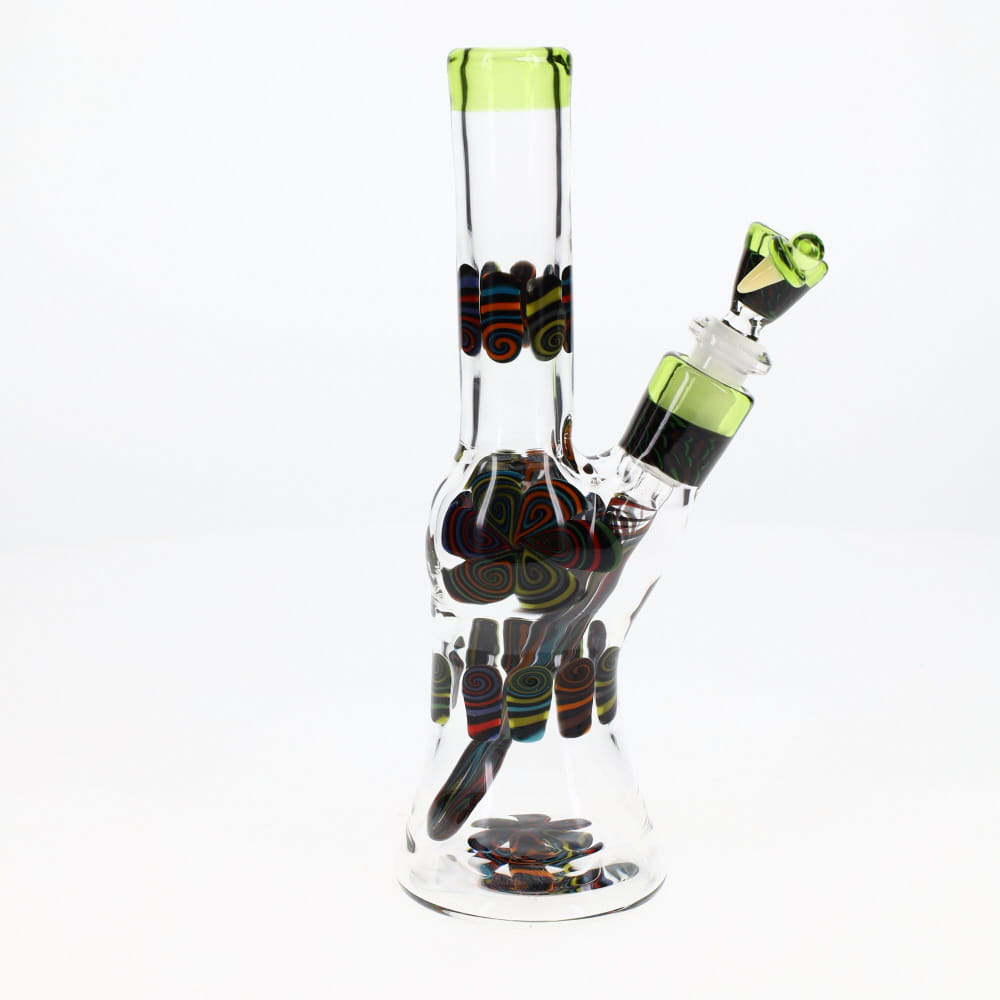 Chunk Glass Clear Thumbprint Green Tube