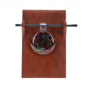 Chunk Glass Thumbprint Disk Rainbow Pendant #1