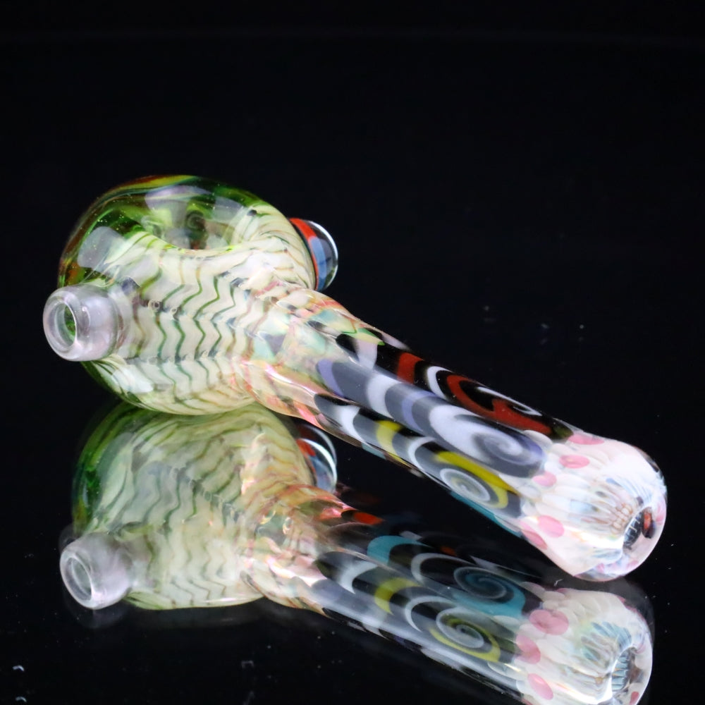 Chunk Glass X Cowboy Glass Fumed Thubmbprint & Green Rainbow Spoon Collab