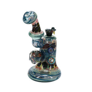 Chunk Glass x Oats Glass Blue Thumbprint Bubbler