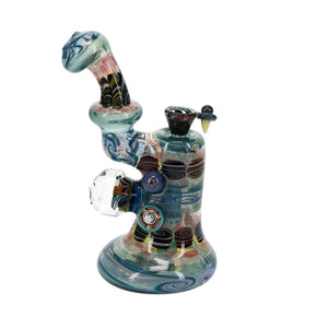 Chunk Glass x Oats Glass Blue Thumbprint Bubbler