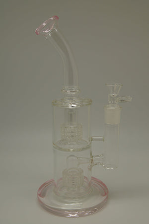 Clear Color Rim Double Perc Bubbler