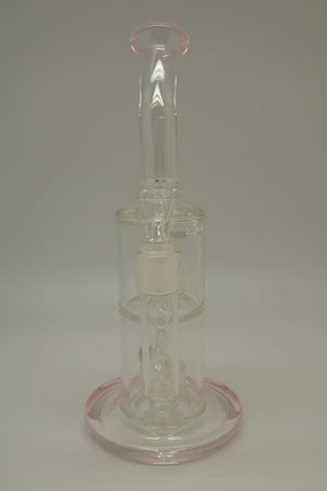 Clear Color Rim Double Perc Bubbler