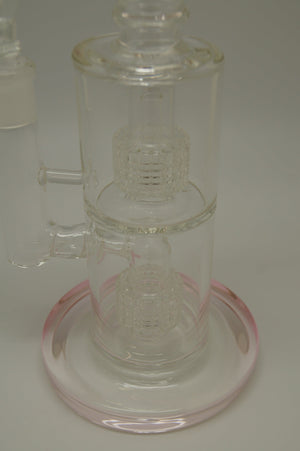 Clear Color Rim Double Perc Bubbler