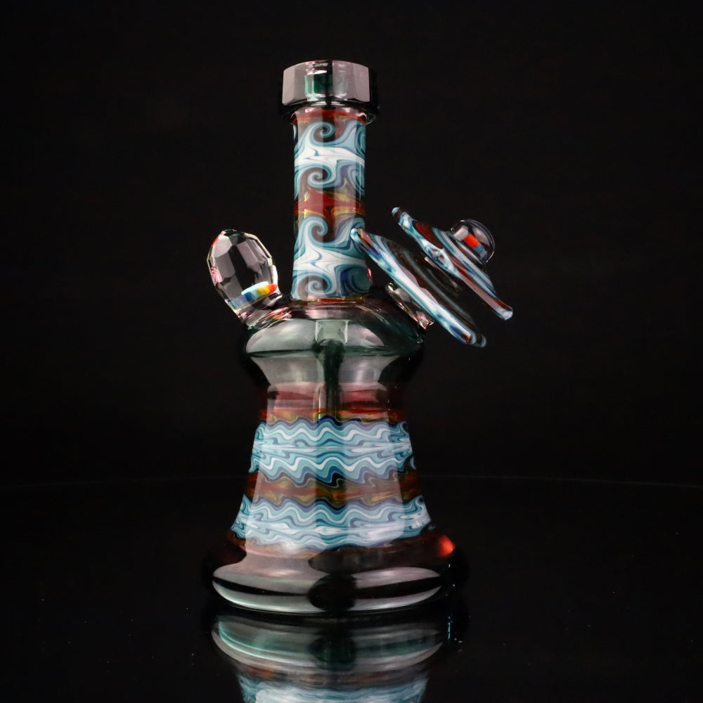 Cowboy Glass Atlas Blue Faceted Tile Bubbler