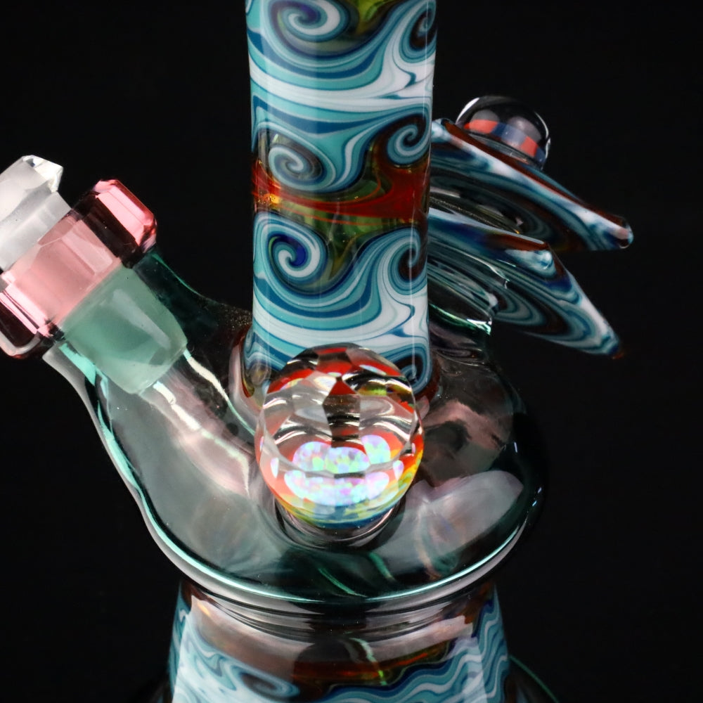 Cowboy Glass Atlas Blue Faceted Tile Bubbler