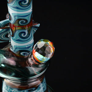 Cowboy Glass Atlas Blue Faceted Tile Bubbler