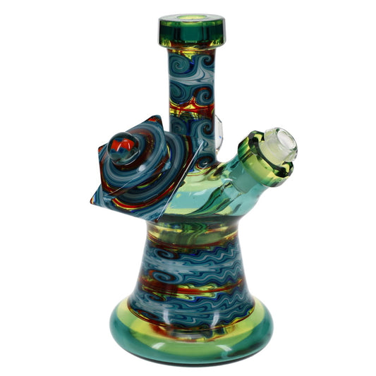 Cowboy Glass Atlas Blue Faceted Tile Bubbler