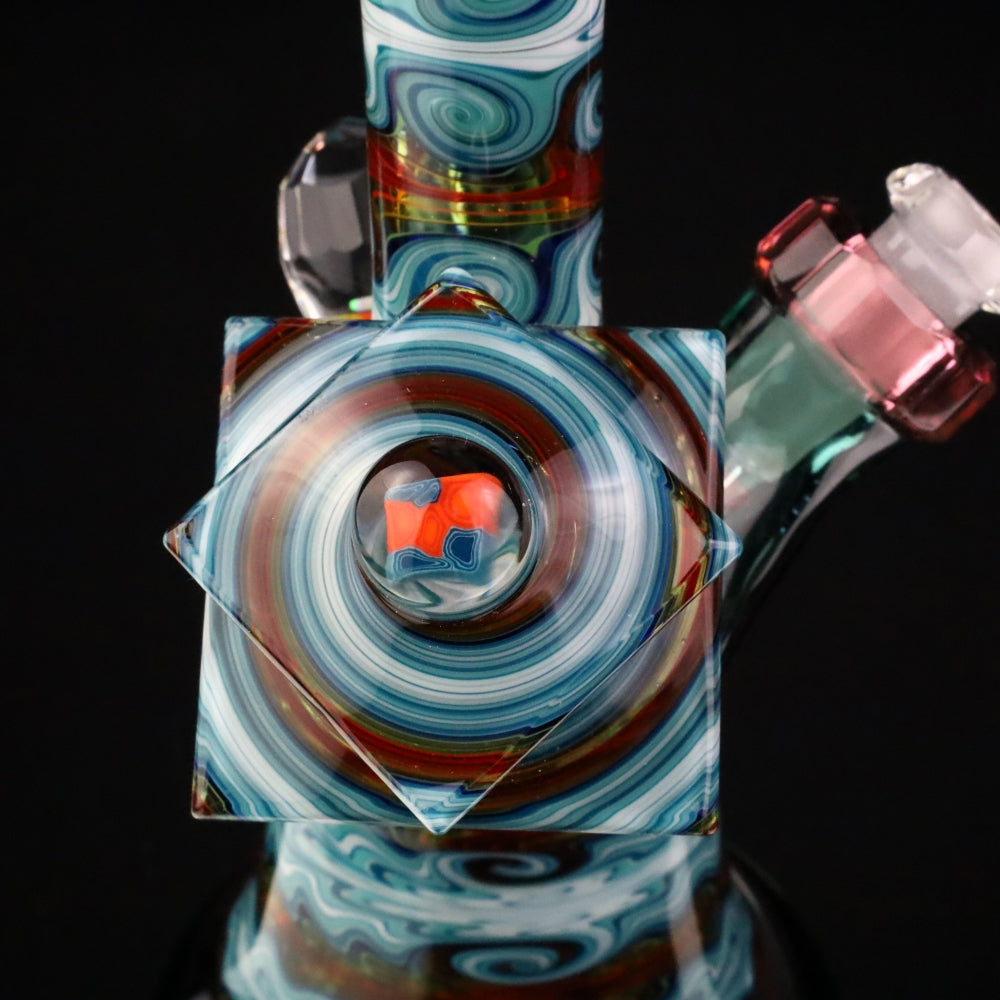 Cowboy Glass Atlas Blue Faceted Tile Bubbler