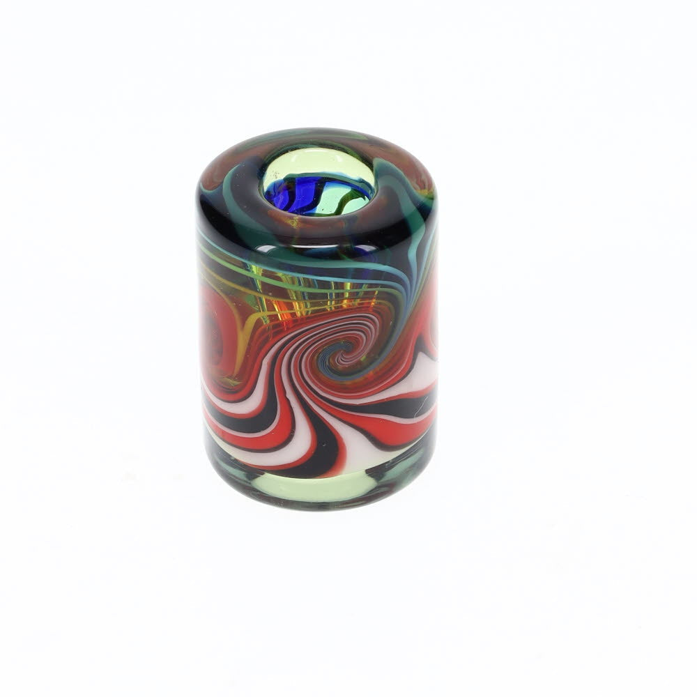 Cowboy Glass Rainbow Barrel Bead Pendant