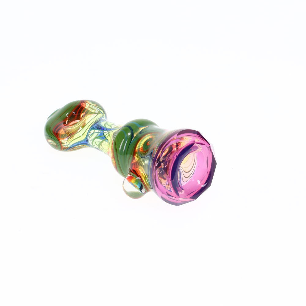 Cowboy Glass Rainbow/Green & Purple Faceted Onie