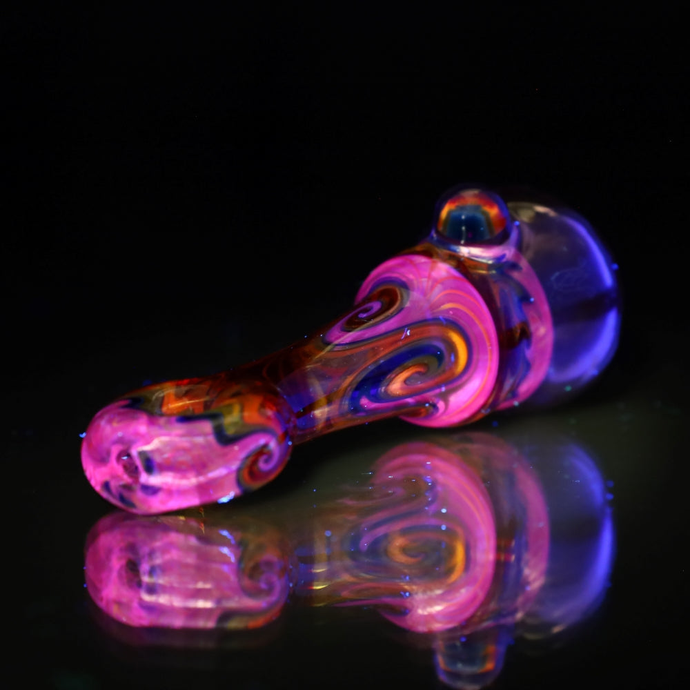 Cowboy Glass UV Pink/Rainbow Faceted Chillum