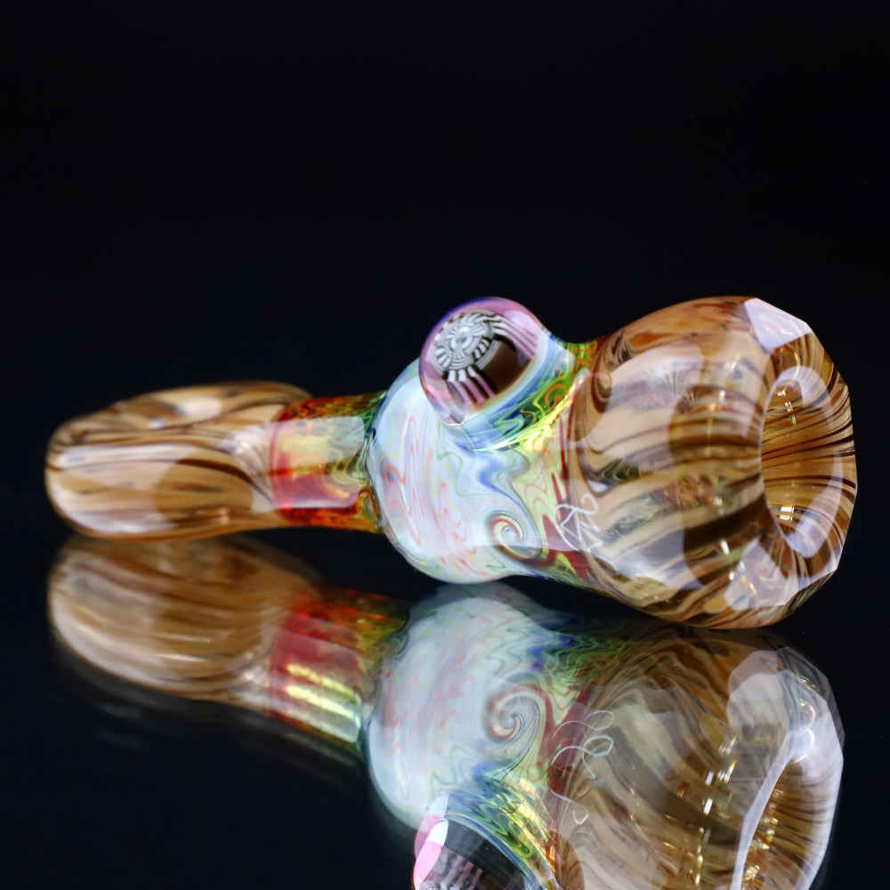 Cowboy Glass UV Pink/Wood Grain Faceted Chillum