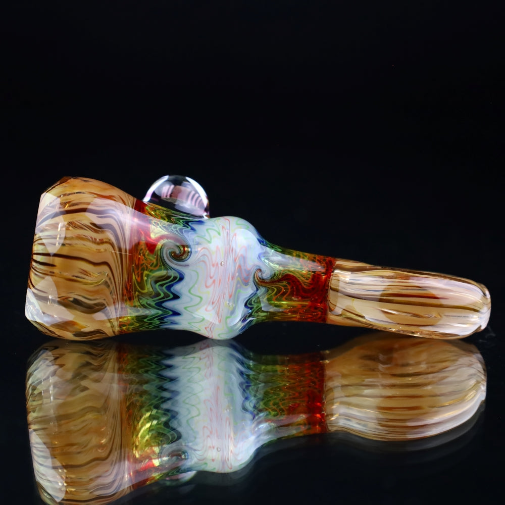 Cowboy Glass UV Pink/Wood Grain Faceted Chillum