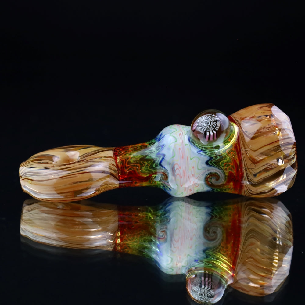 Cowboy Glass UV Pink/Wood Grain Faceted Chillum