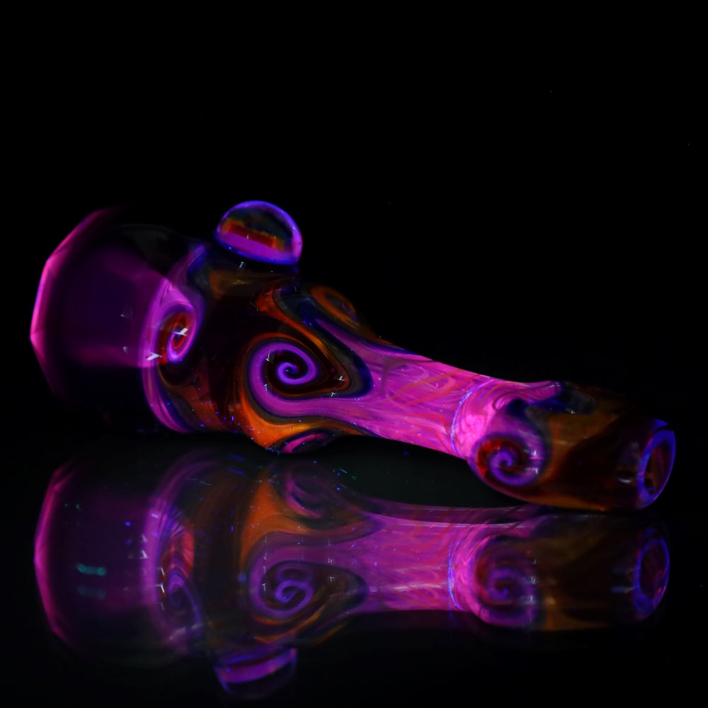 Cowboy Glass UV Purple/Rainbow Faceted Chillum