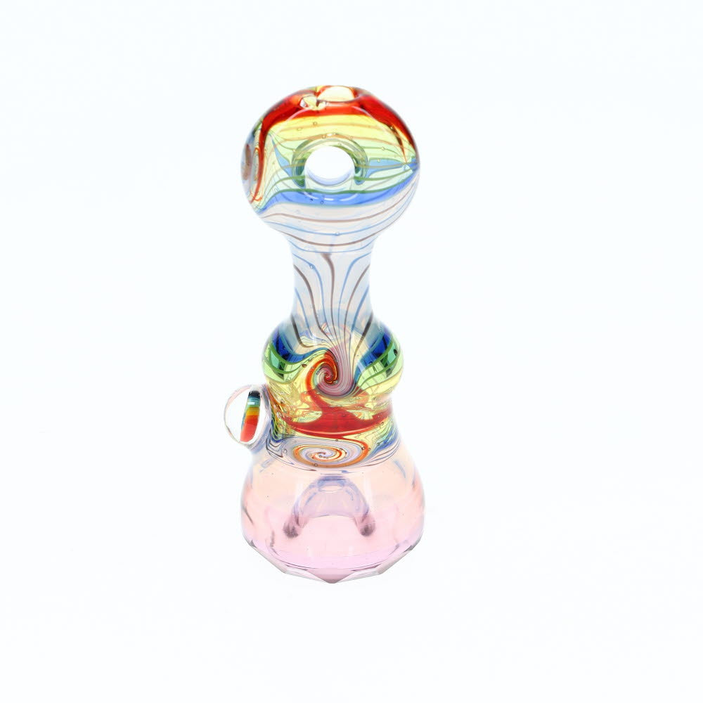 Cowboy Glass UV Rainbow/White & Pink Faceted Onie