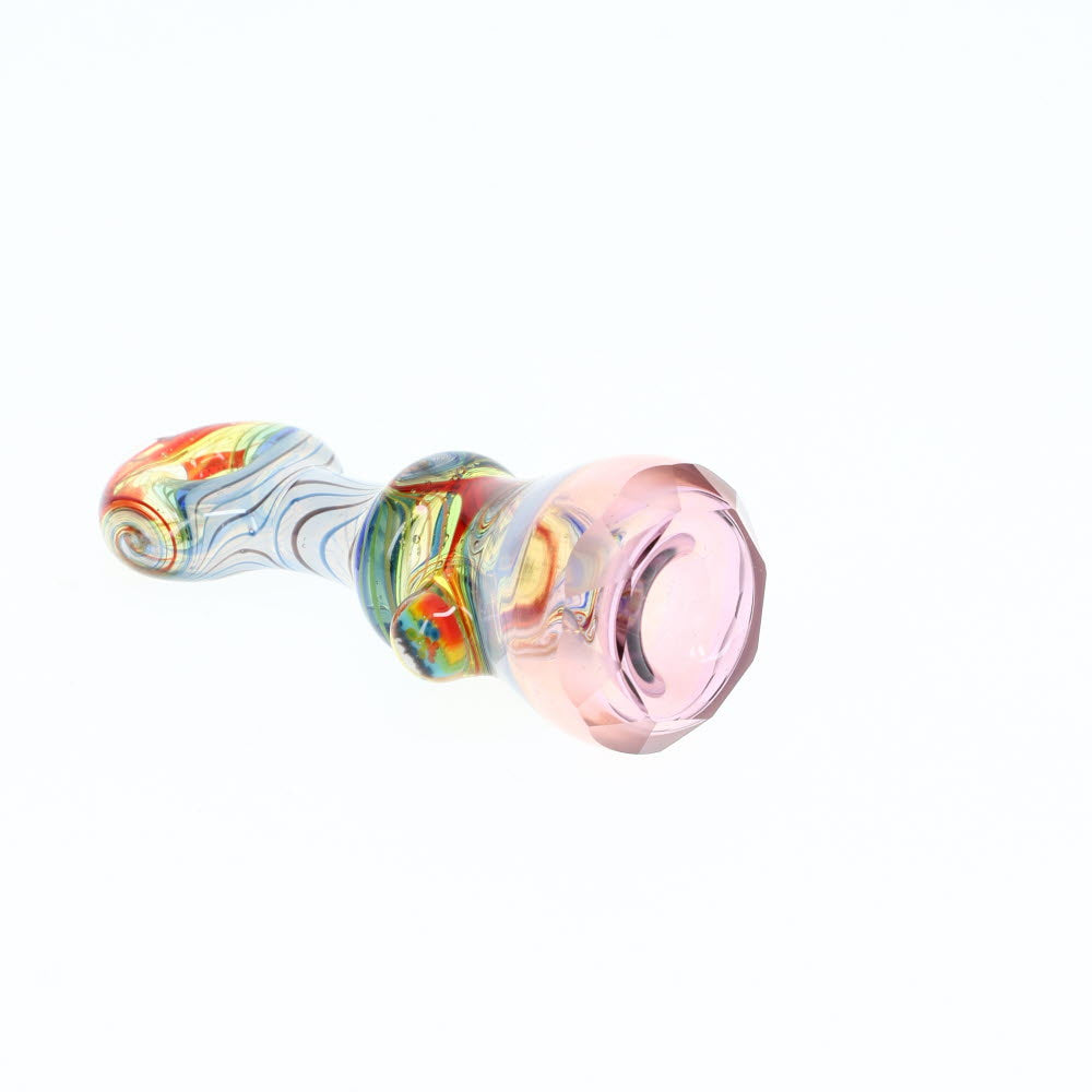 Cowboy Glass UV Rainbow/White & Pink Faceted Onie