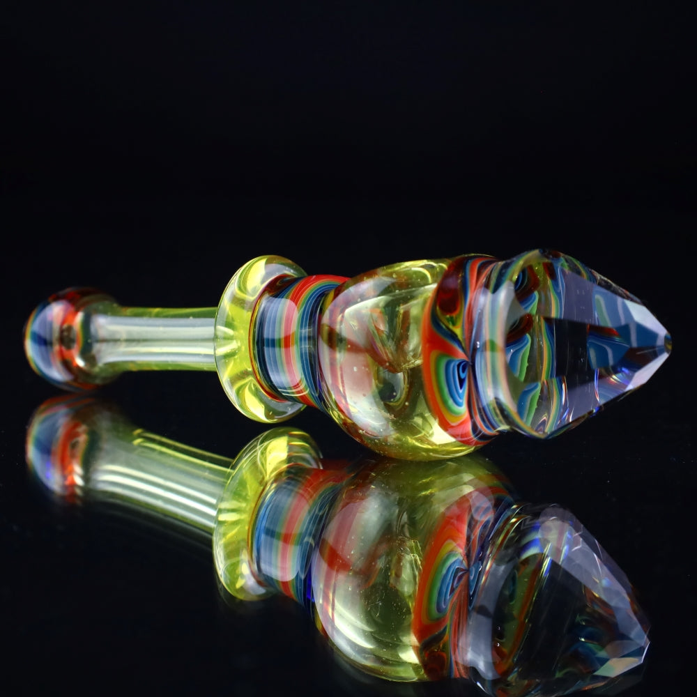 Cowboy Glass UV Yellow/Rainbow Faceted Spoon