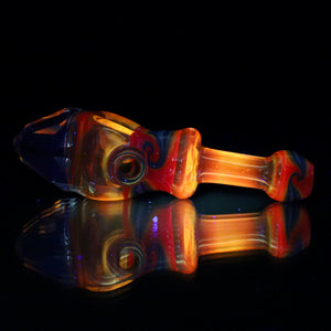 Cowboy Glass UV Yellow/Rainbow Wig Wag Faceted Spoon