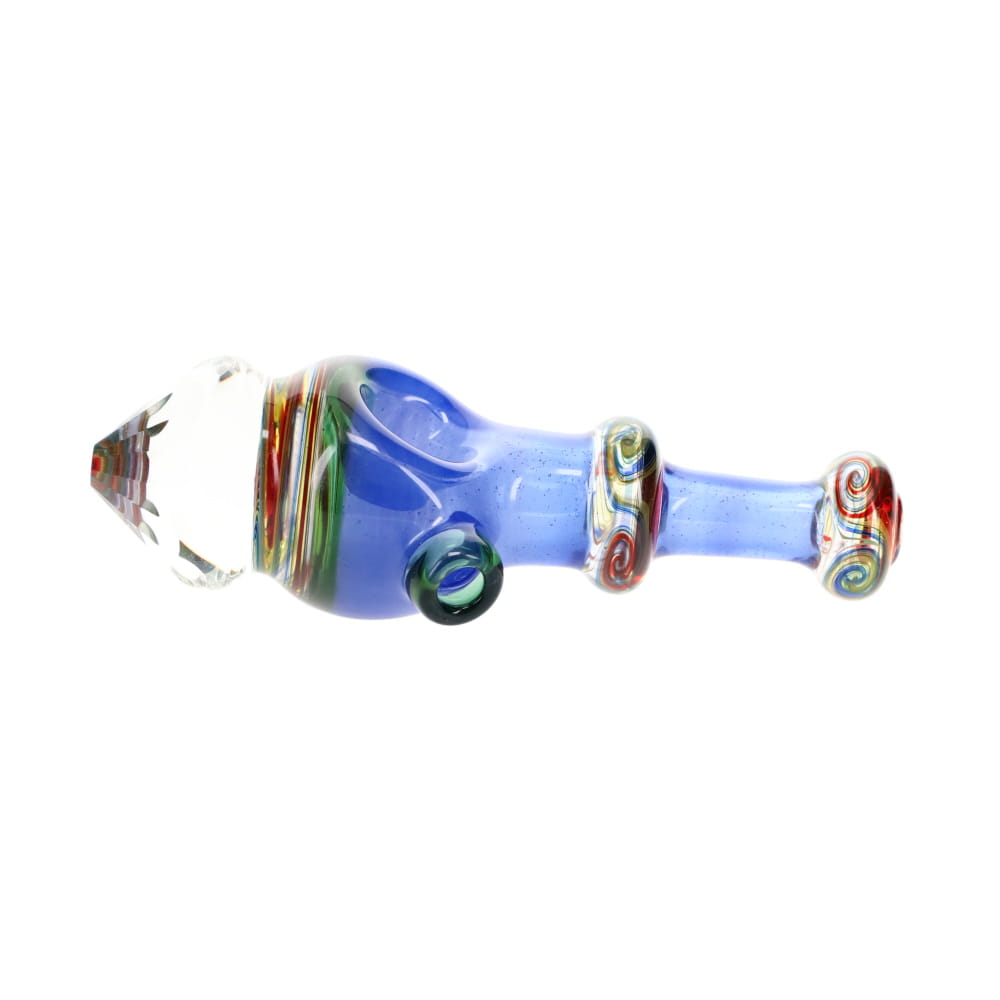 Cowboy Glass Blue & Rainbow Faceted Spoon