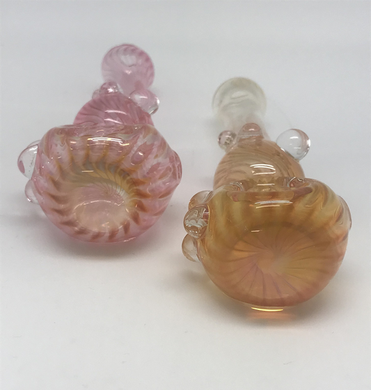 Dot Mark Glass Gold Fume Lined Starburst Cap Pipe