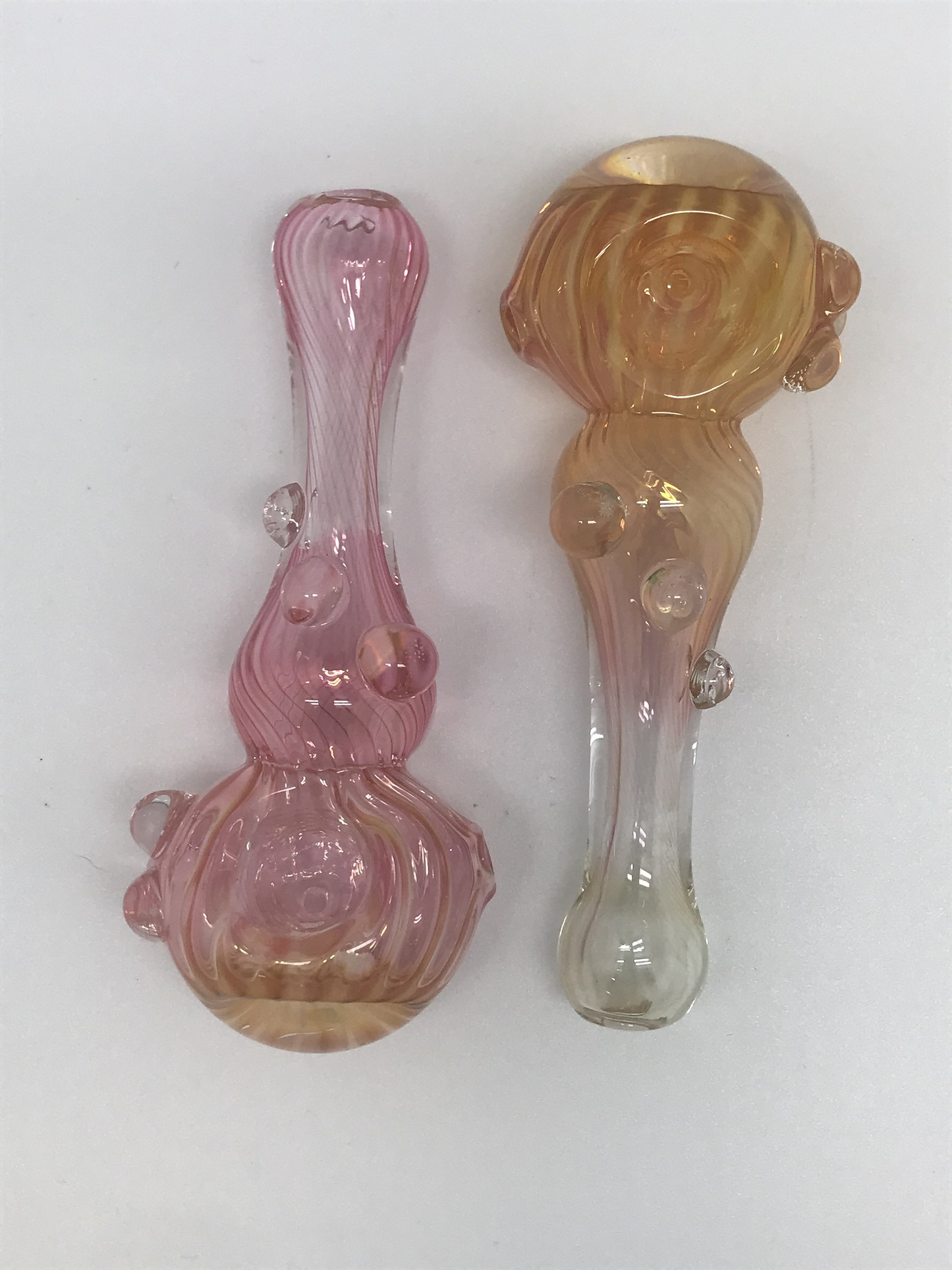 Dot Mark Glass Gold Fume Lined Starburst Cap Pipe