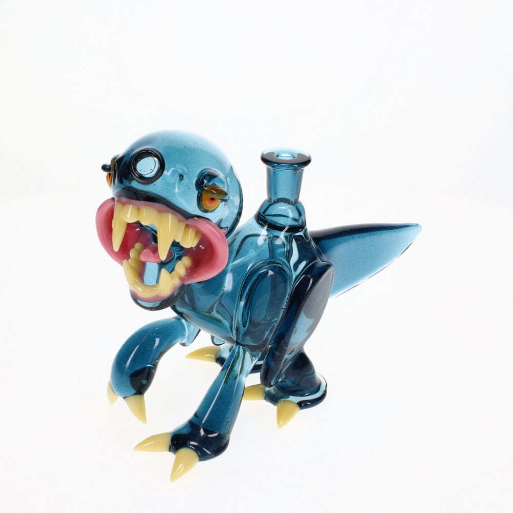 Elbo Glass Open Mouth Raptor - Blue Stardust