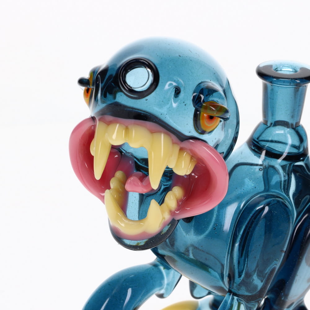 Elbo Glass Open Mouth Raptor - Blue Stardust