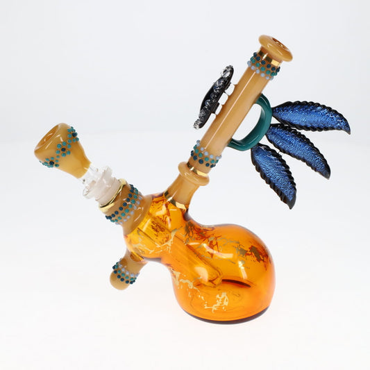 Fiona Phoenix Fire Glass Butter Amber Chalice Bubbler SALE