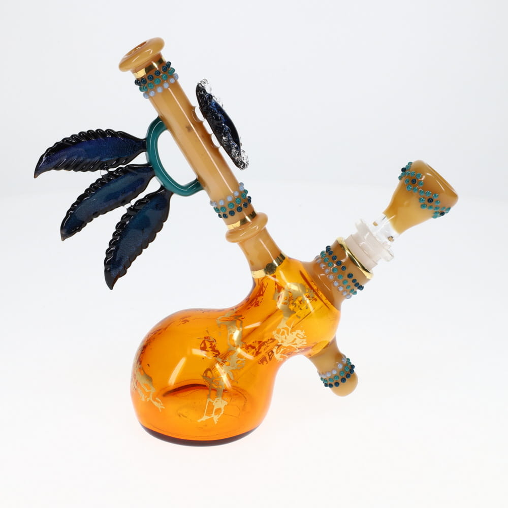 Fiona Phoenix Fire Glass Butter Amber Chalice Bubbler SALE