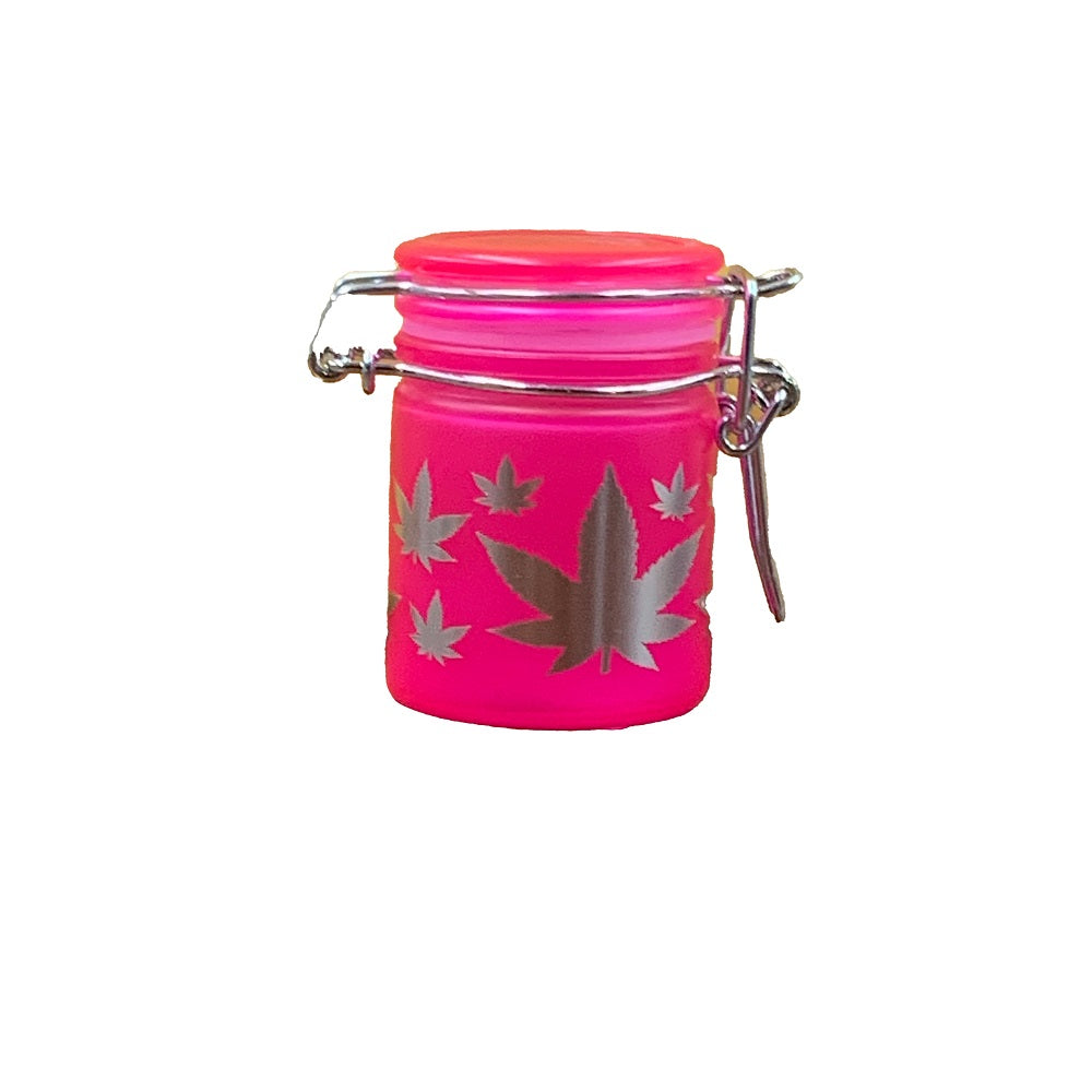 Frosted Pink and Silver Leaves Jar - 1.5oz