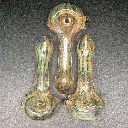 Fumegator Glass Gold Silver Fume Rake Pipe