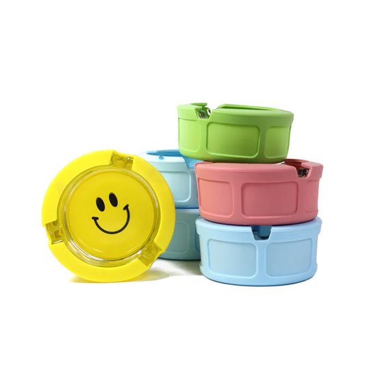 Giddy Silicone & Glass Ashtray - Smile